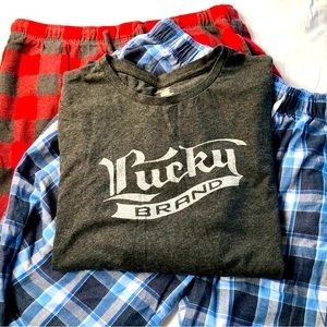 Lucky Brand Men Sleepwear Shirt with Old Navy & IZOD Pants Bundle - Large